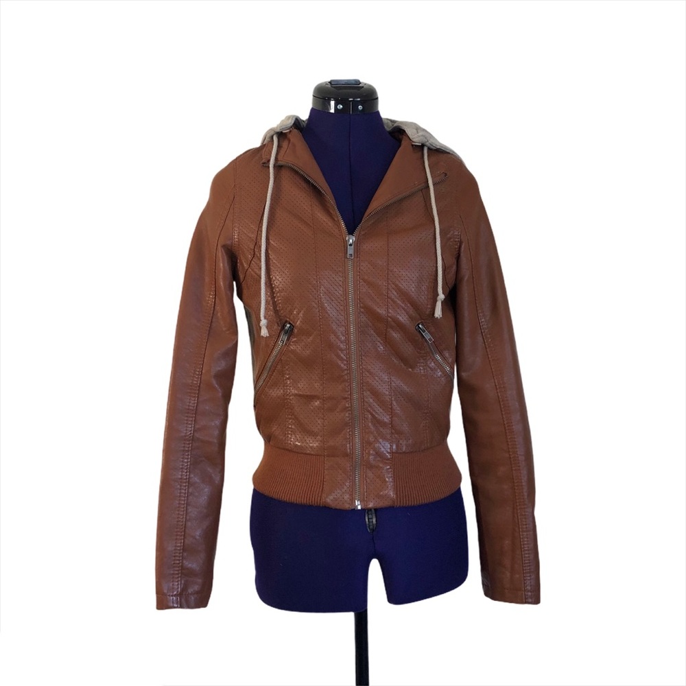 Ambiance Chestnut Brown Faux Leather Jacket